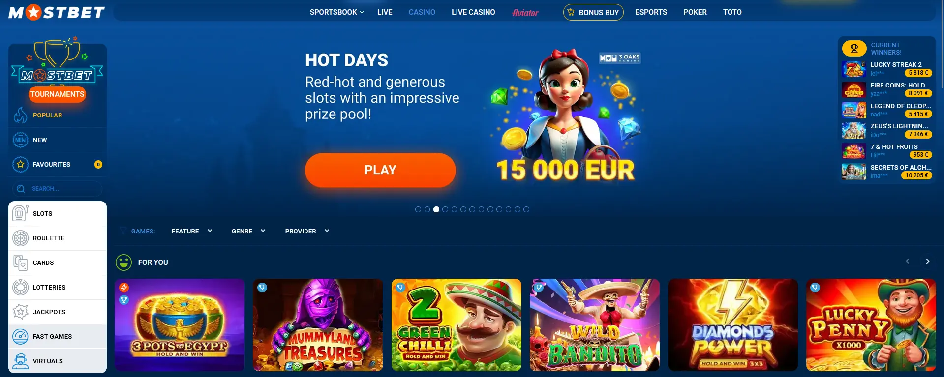 Casino Gaming at Mostbet